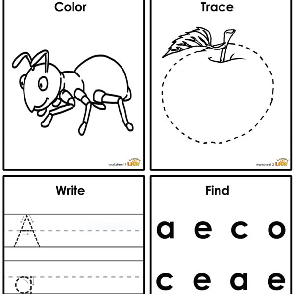 color trace write and find worksheets from a to z english alpabasa
